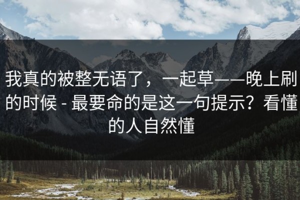 我真的被整无语了，一起草——晚上刷的时候 - 最要命的是这一句提示？看懂的人自然懂