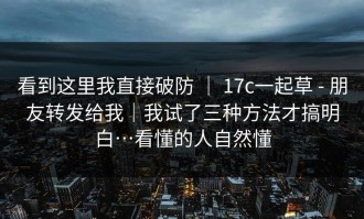看到这里我直接破防 ｜ 17c一起草 - 朋友转发给我｜我试了三种方法才搞明白…看懂的人自然懂