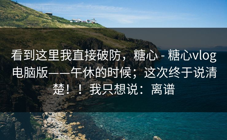 看到这里我直接破防，糖心 - 糖心vlog电脑版——午休的时候；这次终于说清楚！！我只想说：离谱
