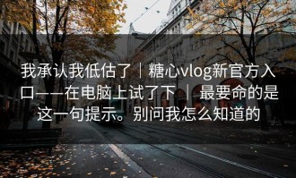 我承认我低估了｜糖心vlog新官方入口——在电脑上试了下 ｜ 最要命的是这一句提示。别问我怎么知道的