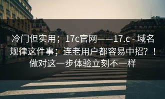冷门但实用；17c官网——17.c - 域名规律这件事；连老用户都容易中招？！做对这一步体验立刻不一样